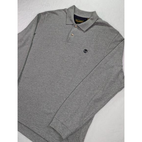 Timberland XL Gray Weathergear Long Sleeve Polo 100% Cotton - Picture 4 of 11